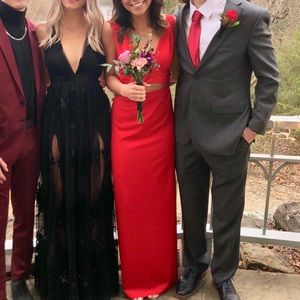 Red Cut-out Prom Dress